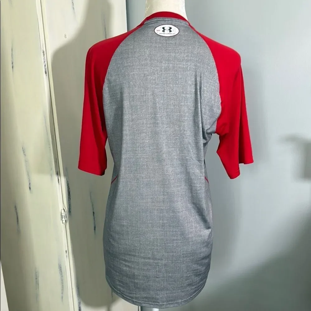 Under Armour Men's Gray and Red Baseball Jersey